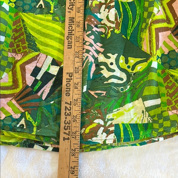 Haute Hippie Top Womens XL Safari 100% Cotton Green Seashell Beaded Bohemian - Picture 10 of 12